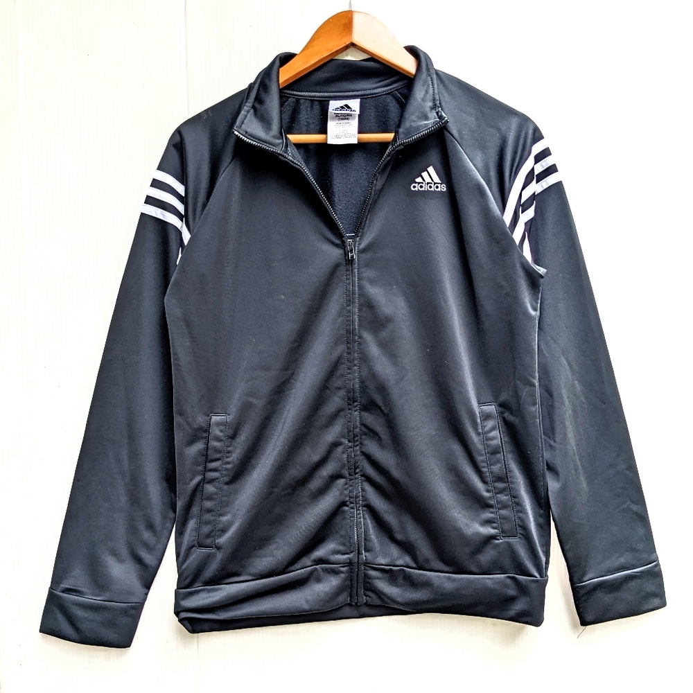 ADIDAS black zip-up full zip track jacket